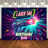 Aperturee - Aperturee Colorful Laser Tag Games Birthday Bash Backdrop
